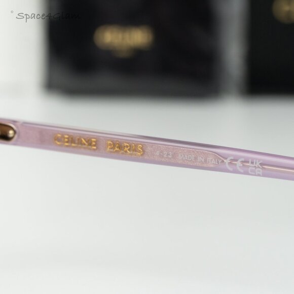 NEW Celine CL40244U 78F Opal Lilac Gradient Brown Women Geometric Sunglasses - Picture 7 of 9
